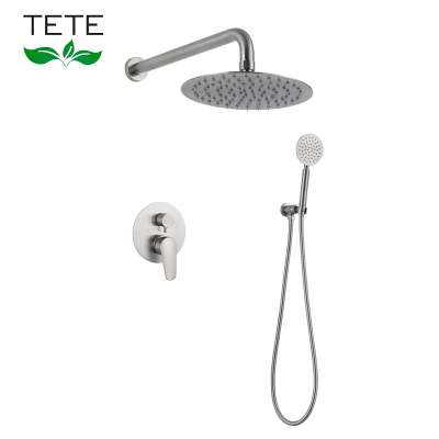 high quality bathroom concealed mixer shower faucet set with rain head and handheld diverter in wall mounted